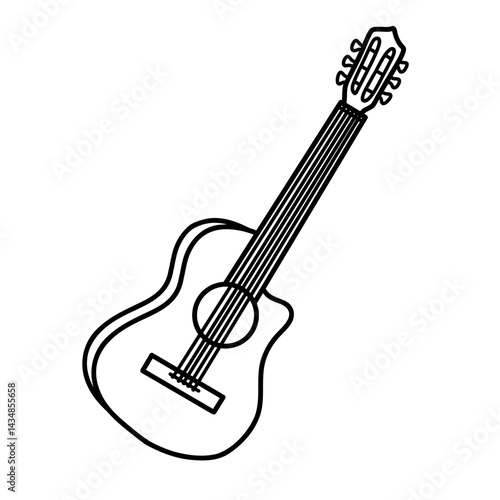 Guitar Acoustic Music Instrument Illustration Line Art for Band Performance, Concert Design, and Musical Education