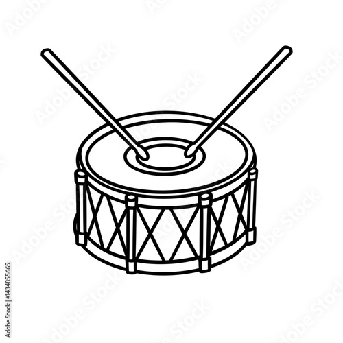 Single Drum Music Instrument Illustration Line Art for Band Performance, Concert Design, and Musical Education