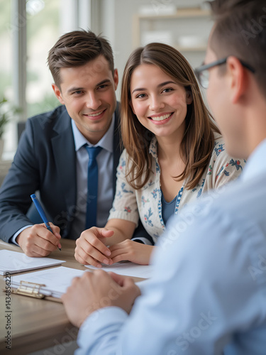 Family couple consultations with a lawyer or insurance agent.