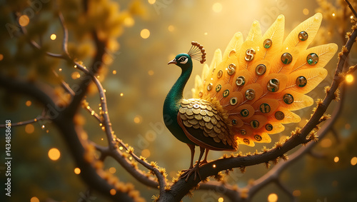 Gold peacock