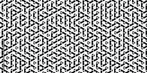 Irregular vector black and white abstract geometric pattern with triangles and hexagons