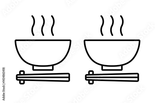 湯気が出ている麺類などが入った器と箸のアイコン