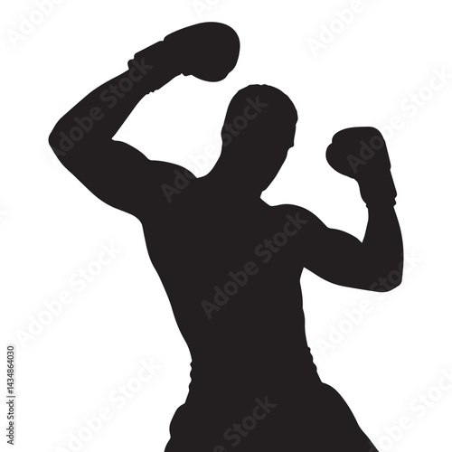 A boxing man silhouette set on white background.
