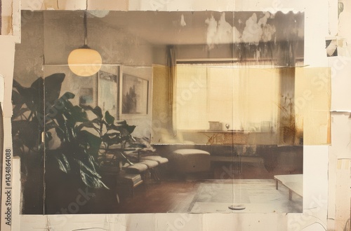 Vintage photo collage with masking tape corners,