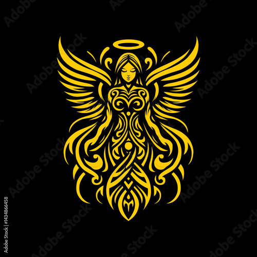 graphic vector illustration of tribal art abstract design angle tattoo