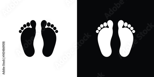 Black and white barefoot footprint silhouette icon