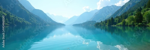 Wallpaper Mural Calm light blue ripples, crystal clear mountain lake, pond, view, blue Torontodigital.ca