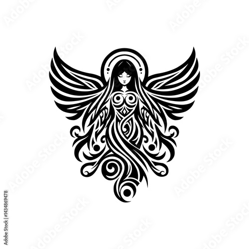 graphic vector illustration of tribal art design angle tattoo