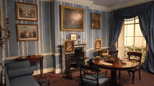 The Interior Of The Drawing Room Of A Wealthy 19th Century English House