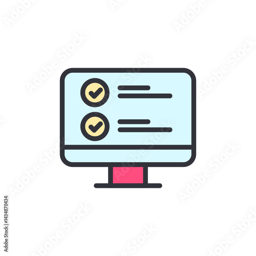 Online survey colored icons, minimalist vector illustration ,simple transparent graphic element .Isolated on white background