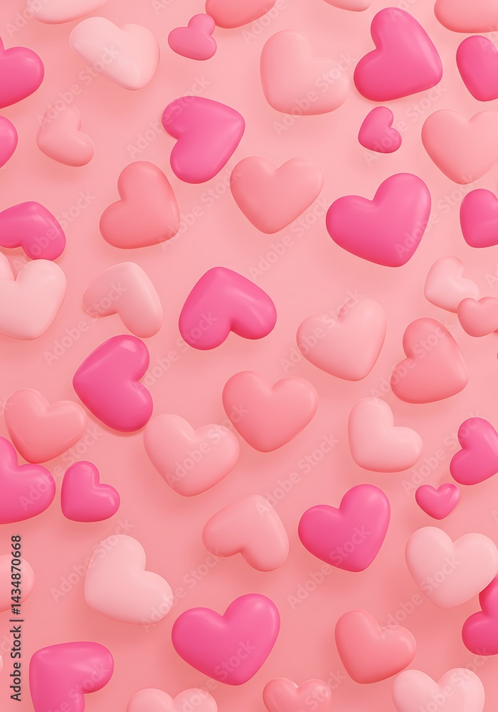 Pink Heartscape: A 3D Delight AI Generated Pink Heartscape: A 3D Delight AI Generated