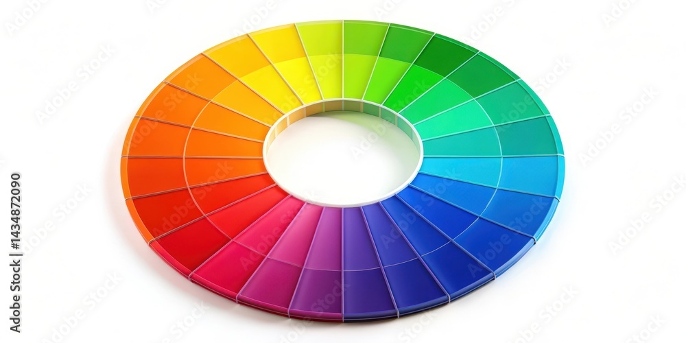 Obraz premium Color wheel in a circular shape on white background with vibrant primary colors , abstract design , tones, abstract design