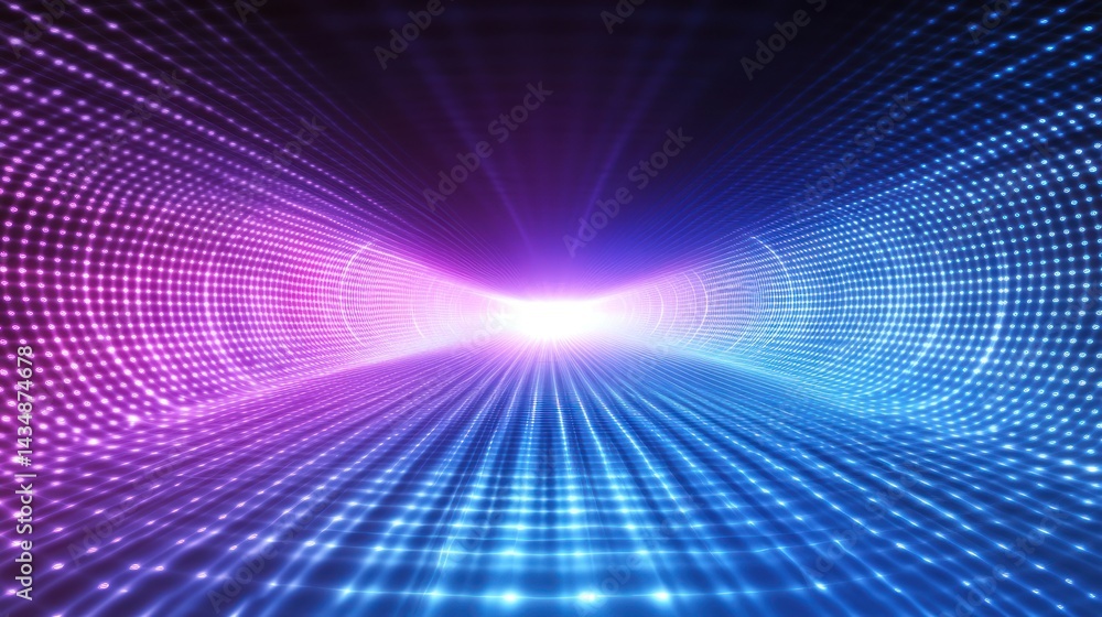 Obraz premium Glowing tunnel, digital space, future tech