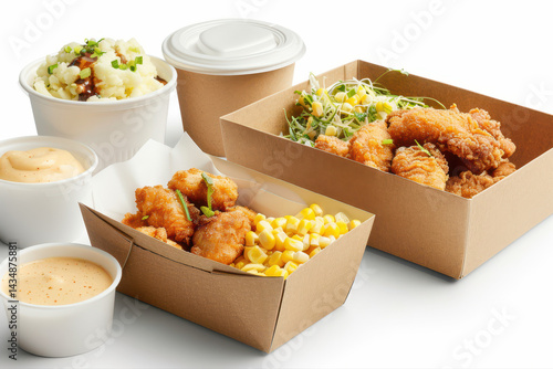 Delicious fast food fried chicken box set with corn and giga outdoor dining experience culinary delight