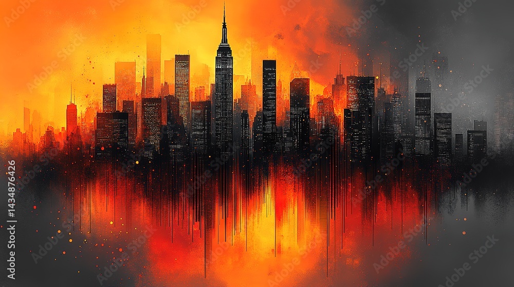 Fototapeta premium Fiery Metropolis Skyline