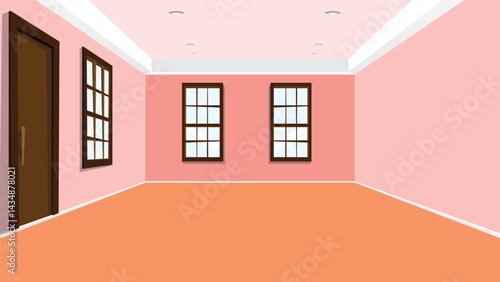 Empty Room 3 Walls Window Vector Vector