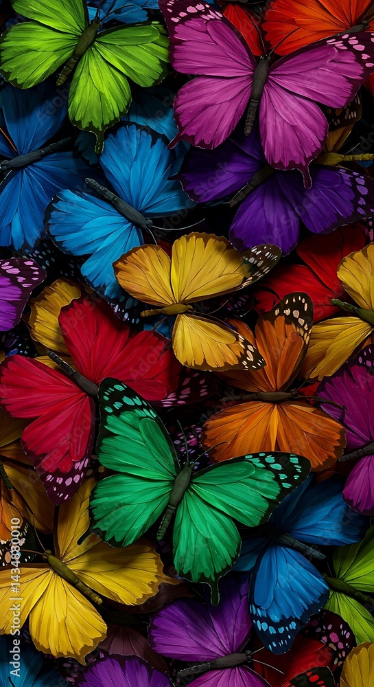 Obraz premium Rainbow Wings: A Flutter of Color AI Generated