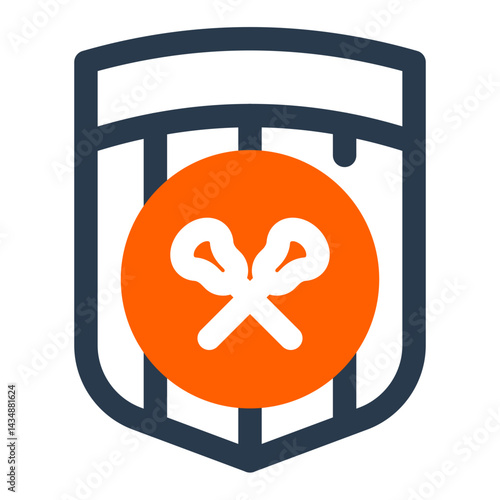 Lacrosse Team Badge with Crossed Sticks Symbol