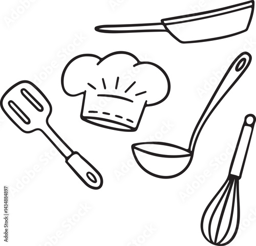 Kitchen Utensils Vector Line Art
