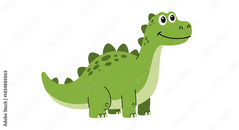 Fototapeta premium 2D Cartoon Friendly Dinosaur Character with White Background