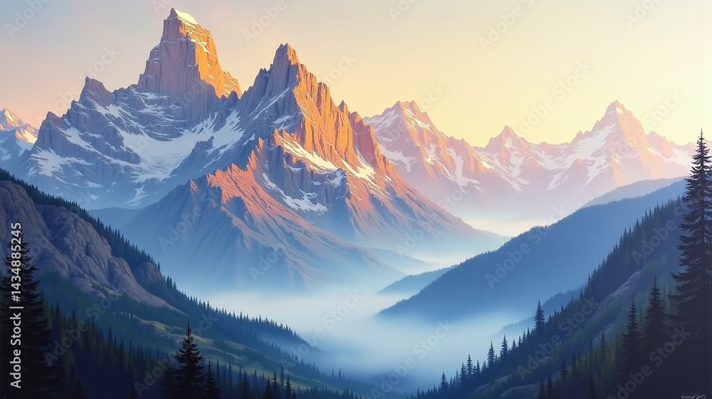 Obraz premium Valley of Dreams: Mountain Oasis Elegance