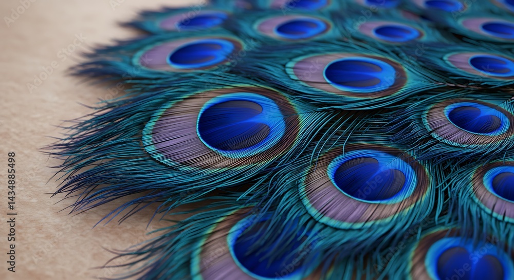 Obraz premium Peacock Feathers: Sapphire Dreamscapes AI Generated