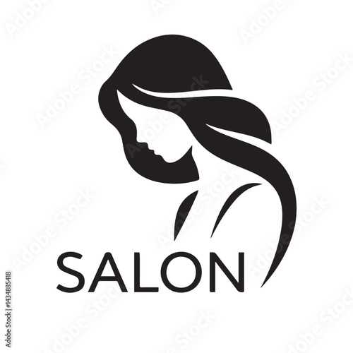 woman silhouette logo on white background, only black and white design , salon logo