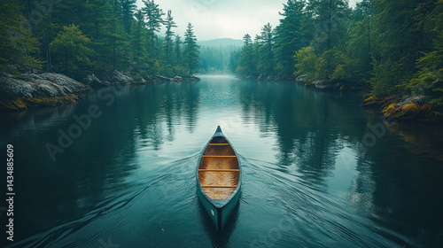 Wallpaper Mural Peaceful Lakeside Canoe Reflection Torontodigital.ca