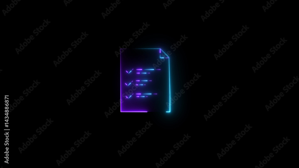 Neon glow check list icon illustration Neon glow check list icon illustration