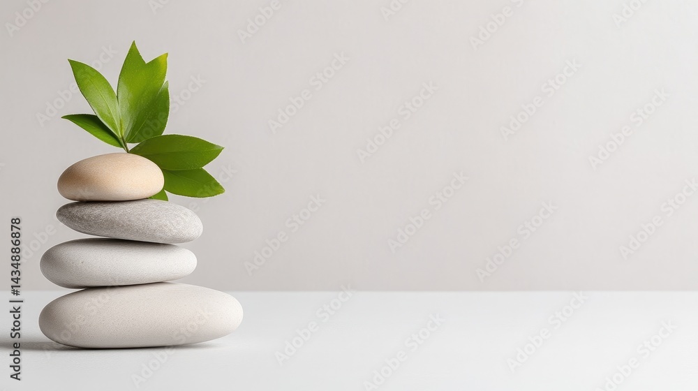 Stacked Stones Green Leaf Minimalist Style High-resolution Soft Lighting Close-up Side View Smooth Textures Balanced Serenity White Background Neutral Tones Wellness Website Design Stacked Stones Green Leaf Minimalist Style High-resolution Soft Lighting Close-up Side View Smooth Textures Balanced Serenity White Background Neutral Tones Wellness Website Design