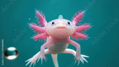 Axolotl Salamander with Vibrant Pink Gills
