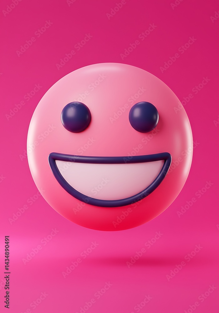 Fototapeta premium Pink Joy: A 3D Emoji Smile AI Generated