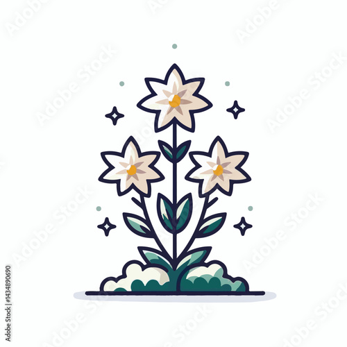 flower, edelweiss, plant, nature, flora, background, blossom, bloom, botany, alps, leontopodium, floral, alpine, mountain, white, isolated, art, summer, beautiful, design, illustration, petal, natural