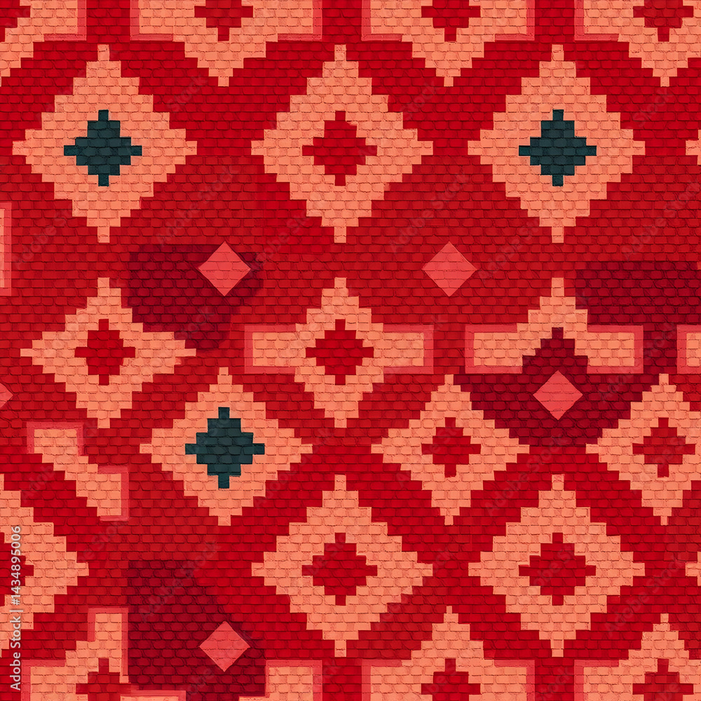 Elegant Welsh tapestry with traditional diamond motifs, seamless pattern. Elegant Welsh tapestry with traditional diamond motifs, seamless pattern.