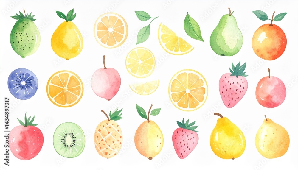 淡い色味の果物のイラスト 淡い色味の果物のイラスト