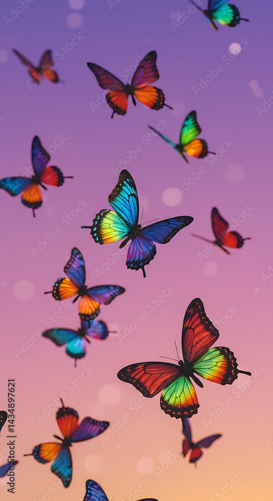 Rainbow Wings: A Digital Butterfly Ballet AI Generated Rainbow Wings: A Digital Butterfly Ballet AI Generated