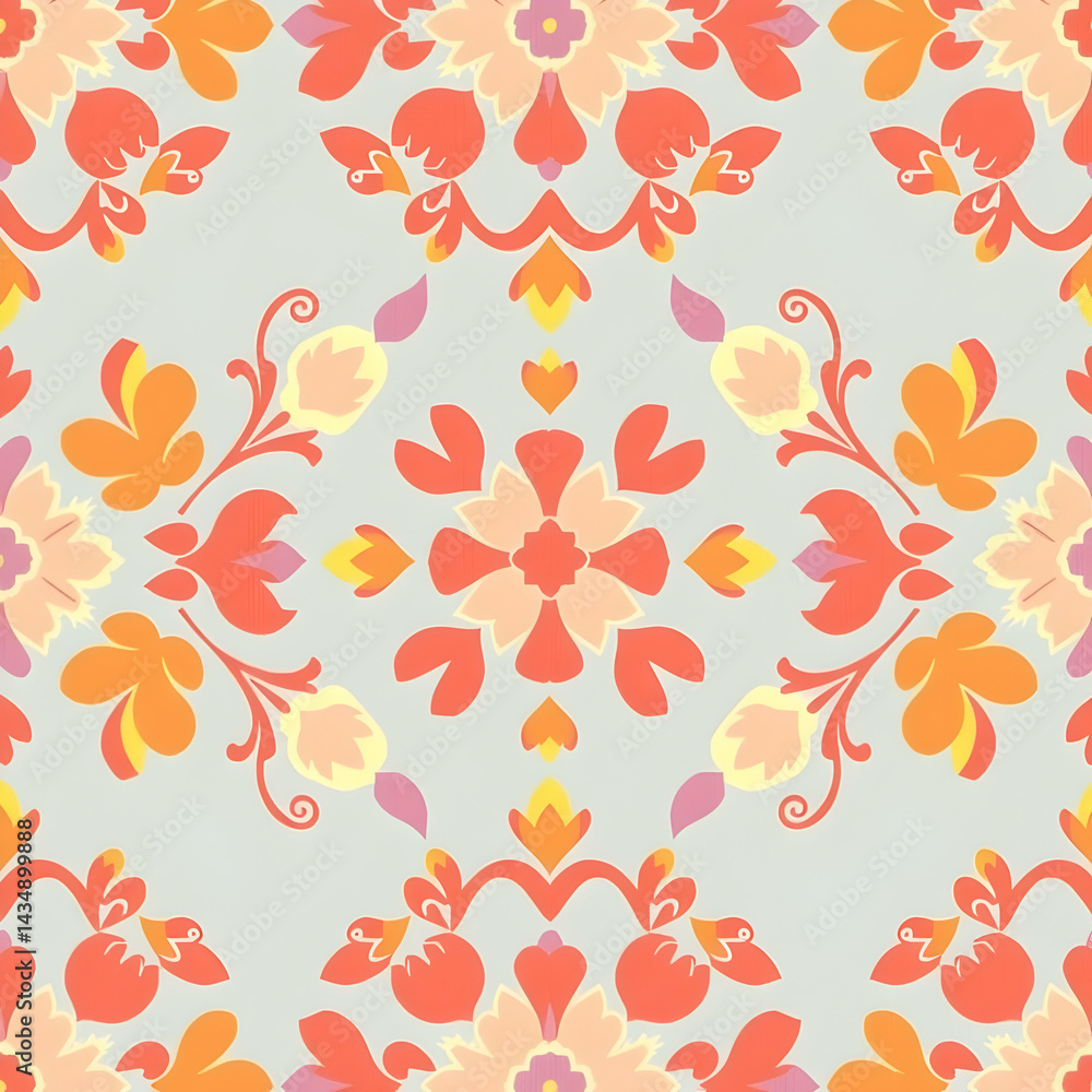 Elegant Welsh tapestry in floral geometric style, seamless pattern. Elegant Welsh tapestry in floral geometric style, seamless pattern.