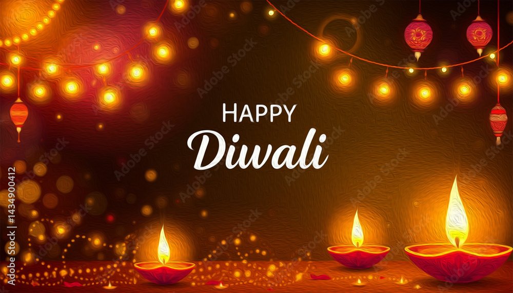 Fototapeta premium Happy Diwali illustration. Pattern for banners, covers, greeting cards, for printing on wall decorations.