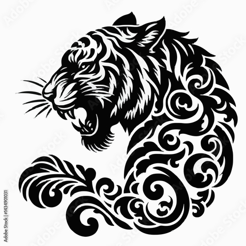 Wallpaper Mural tiger head silhouette Torontodigital.ca