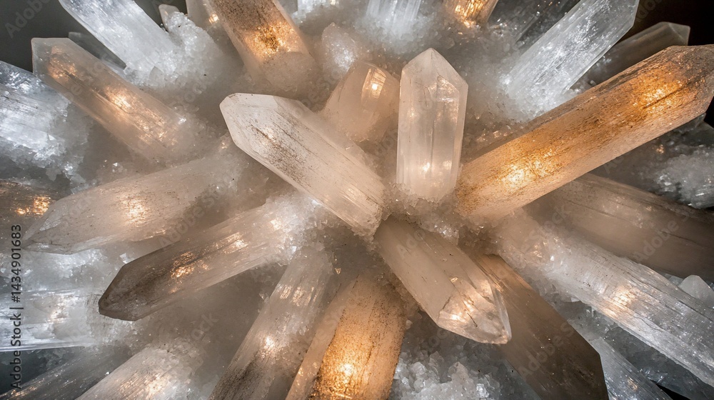 Cluster of illuminated crystals