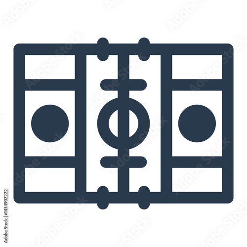 Lacrosse Field Top View with Midline and Goals