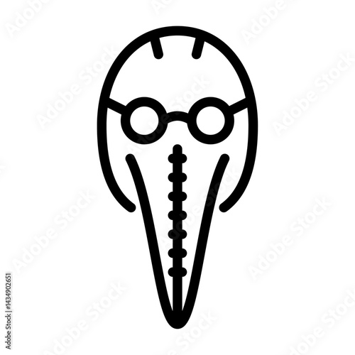 plague mask outline icon. horror mask black line illustration.