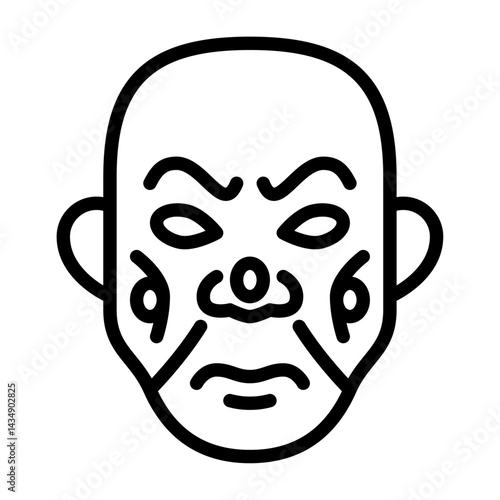 clown mask outline icon. scary mask black line illustration.