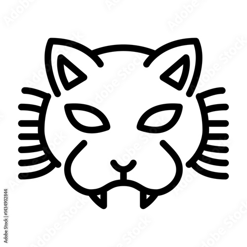 therian mask outline icon. cat mask black line illustration.