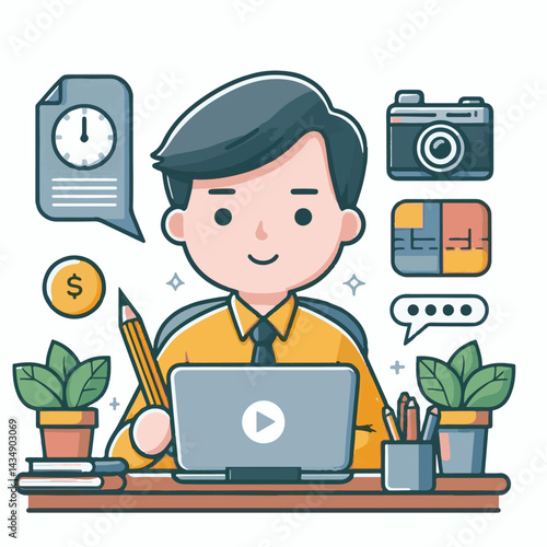 editor, business, computer, content, technology, editing, man, writer, office, work, online, internet, workplace, people, illustration, designer, digital, person, concept, professional, creative, scre