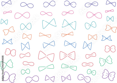 色々な形のカラフルなリボンのイラスト素材