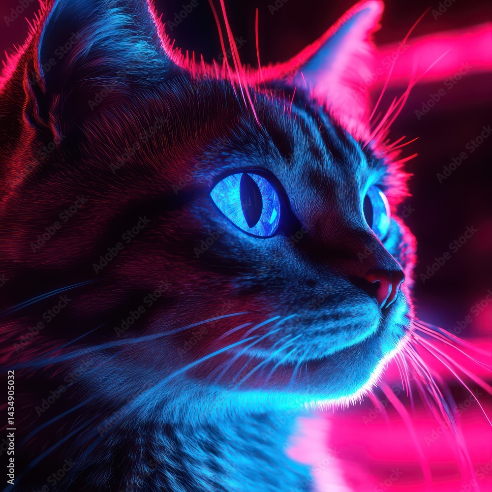 Neon cat portrait Neon cat portrait