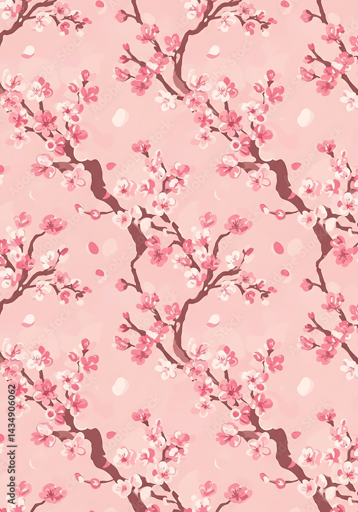 Fototapeta premium Pink Blossom Dreamscape: A Watercolor Pattern AI Generated