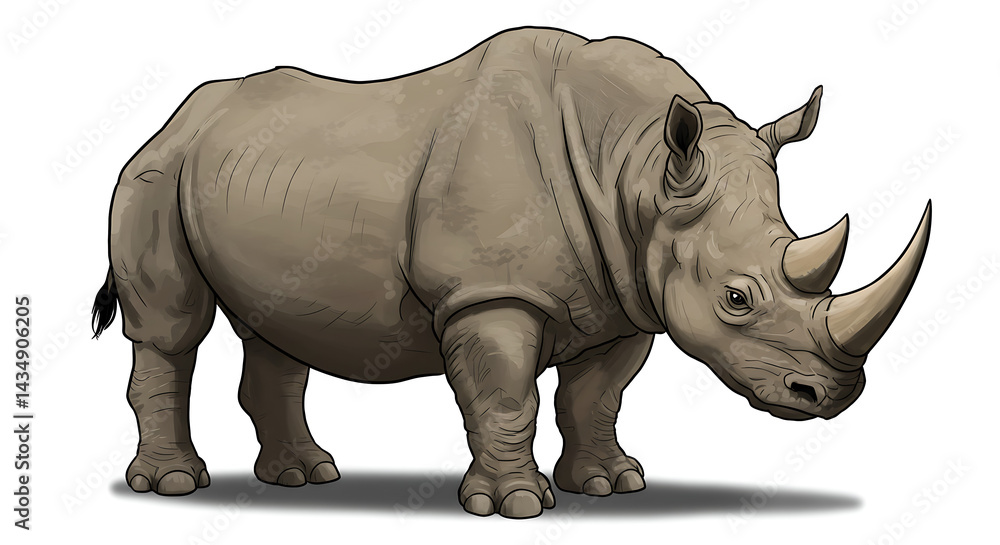 Obraz premium Majestic rhinoceros illustration standing tall with powerful presence art