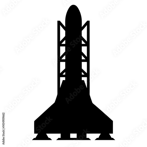 Silhouette of a rocket with a launch tower, transparent . perfect for a space exploration or sciencethemed project